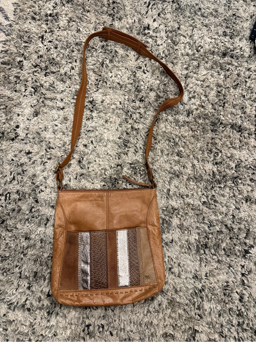 The Sak Brown Leather Patchwork Crossbody Bag